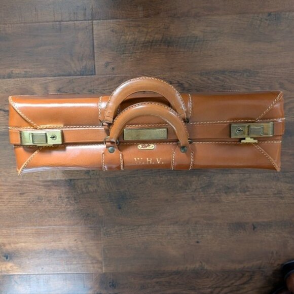 Vintage Lido New York Cowhide Leather Suitcase/Luggage/Retro Travel - Picture 5 of 16